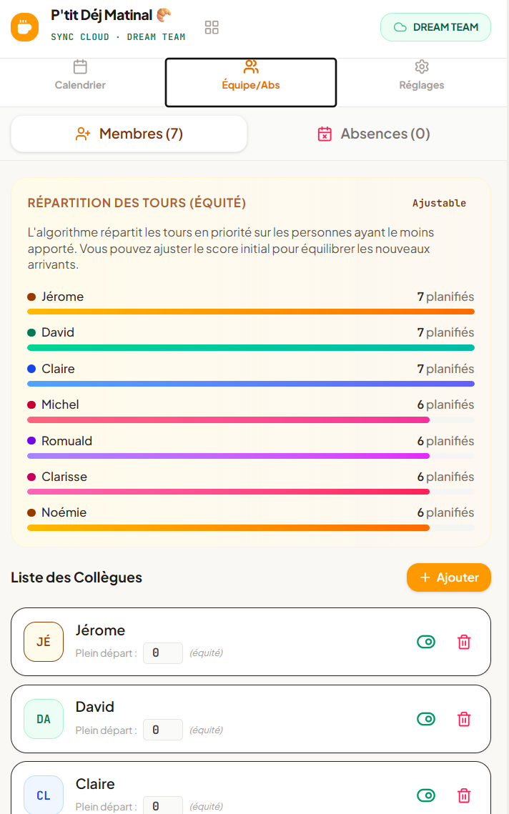 Une répartition 100% équitable, visible par tous